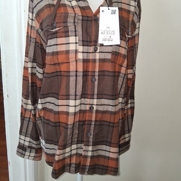 *bogo* Button Up Flannel With Hood - Picture 2 of 4